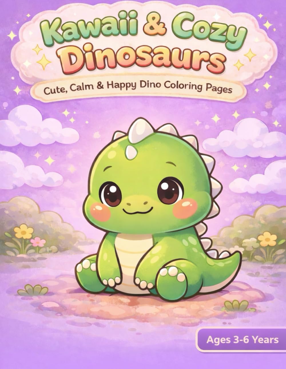 Kawaii & Cozy Dinosaurs Coloring Book: Cute, Calm & Happy Dinosaur Coloring Pages for Kids Ages 3–6