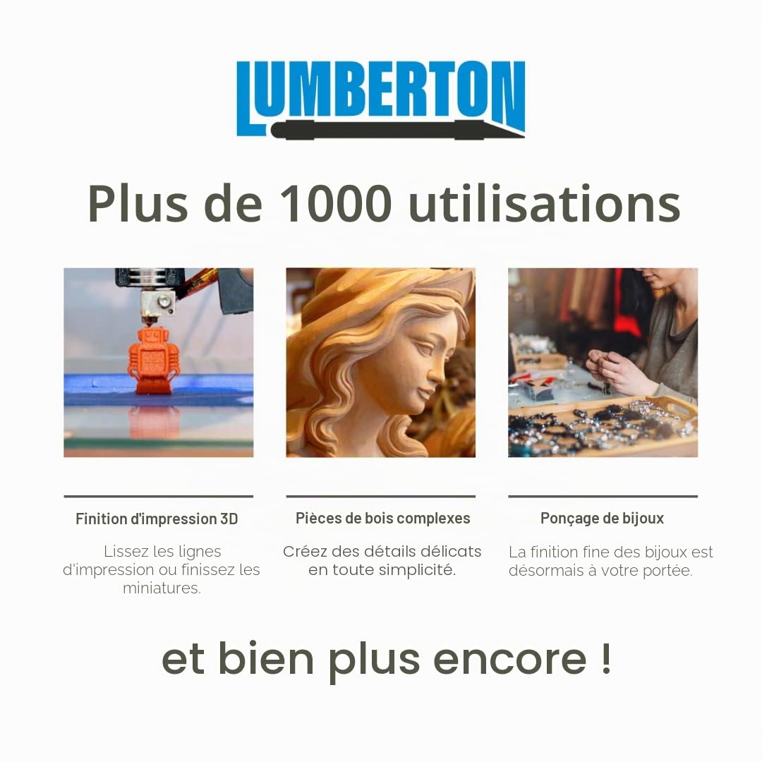 Kit de ponçage à gros grain 6,35 mm pour le travail du bois, le modélisme, l'impression 3D, le ponçage de détail