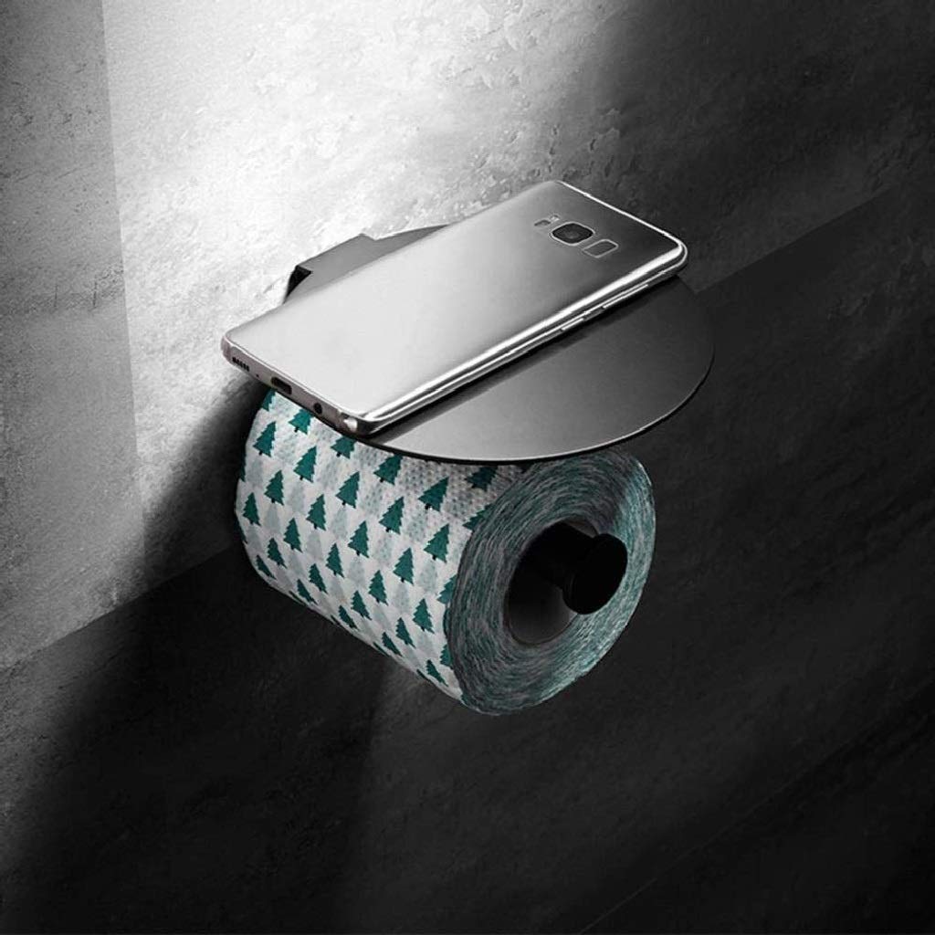 Metallo Supporto di Carta igienica Holder-Carta igienica con mensola in Acciaio Inox Bagno di Carta Supporto del tovagliolo Inoltre Cellulare Bagagli