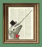 Dapper Narwhal is ready for the meetup beautifully upcycled dictionary page book art print