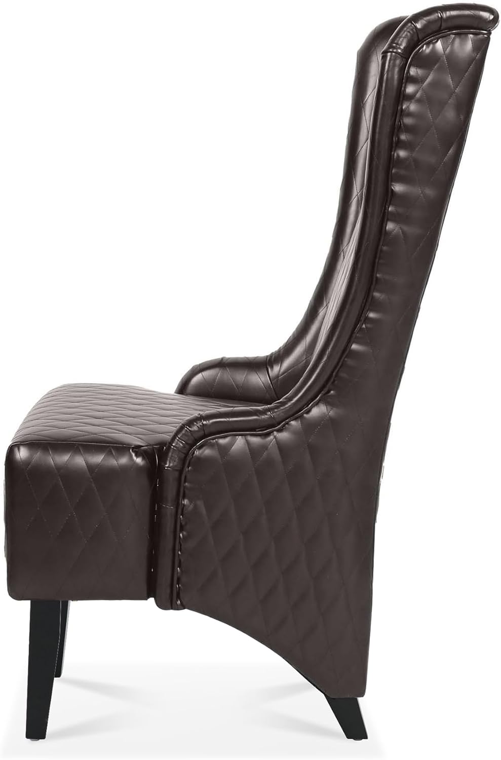 High Back Faux Leather Arm Chair, Modern Accent Chair 23.03" Wide Wing Back Chair,Side Chair,Contemporary Leisure Side Chair with Wooden Legs (Dark Brown+ PU)