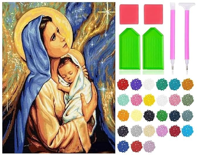 Kids Wonderland 5D Diamond Painting Kit, 12x16inch Diamond Painting Kit for Adults & Kids, Very Suitable for Home Leisure and Wall Decoration, Gift for Kids and Adults (Virgin Mary)-image-28