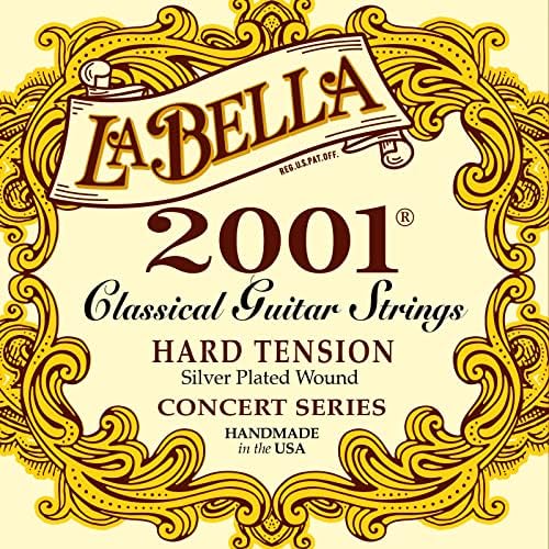 La Bella 2001 Concert Series, Classical Guitar Strings, Silver Plated Wound Basses, Hard Tension