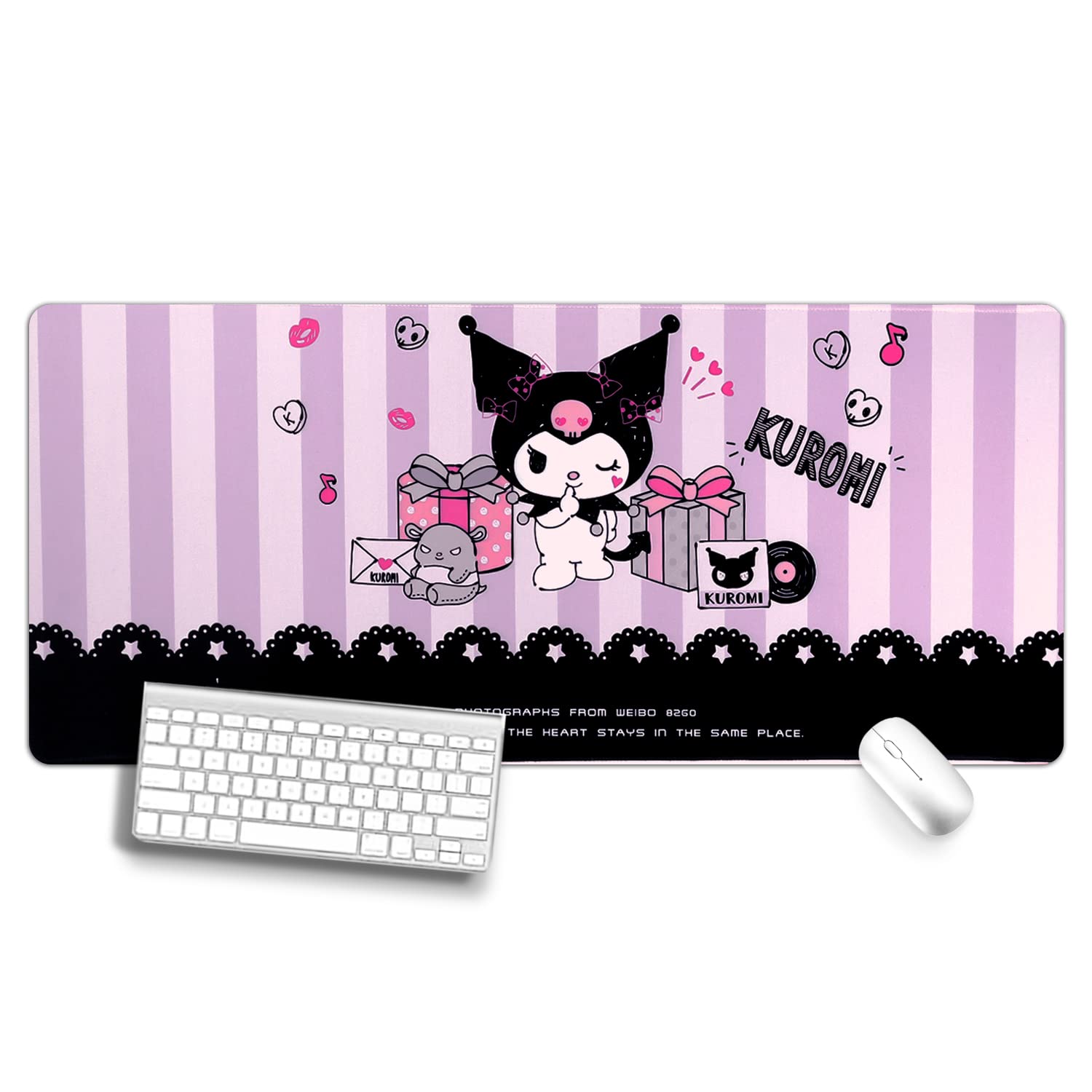 U-CHYTY Cartoon Kitty Gaming Mouse Pad Kitty Mouse Mat with Stitched Non-Slip Rubber Base Table Decorations Mat for Fans-03