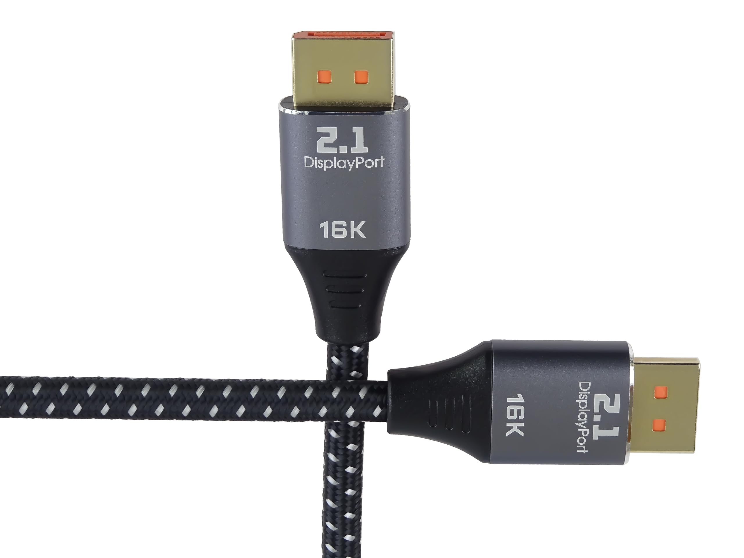 PremiumCord Kabel DisplayPort 2.1 16K, Męski do Męskiego, 80 Gbit/s, Wideo 16K@60Hz, 10K@60Hz, 8K@165Hz 2160p, HDCP 2.2, Pozłacane Złącza, Oplot Tekstylny, Długość 1,5 m