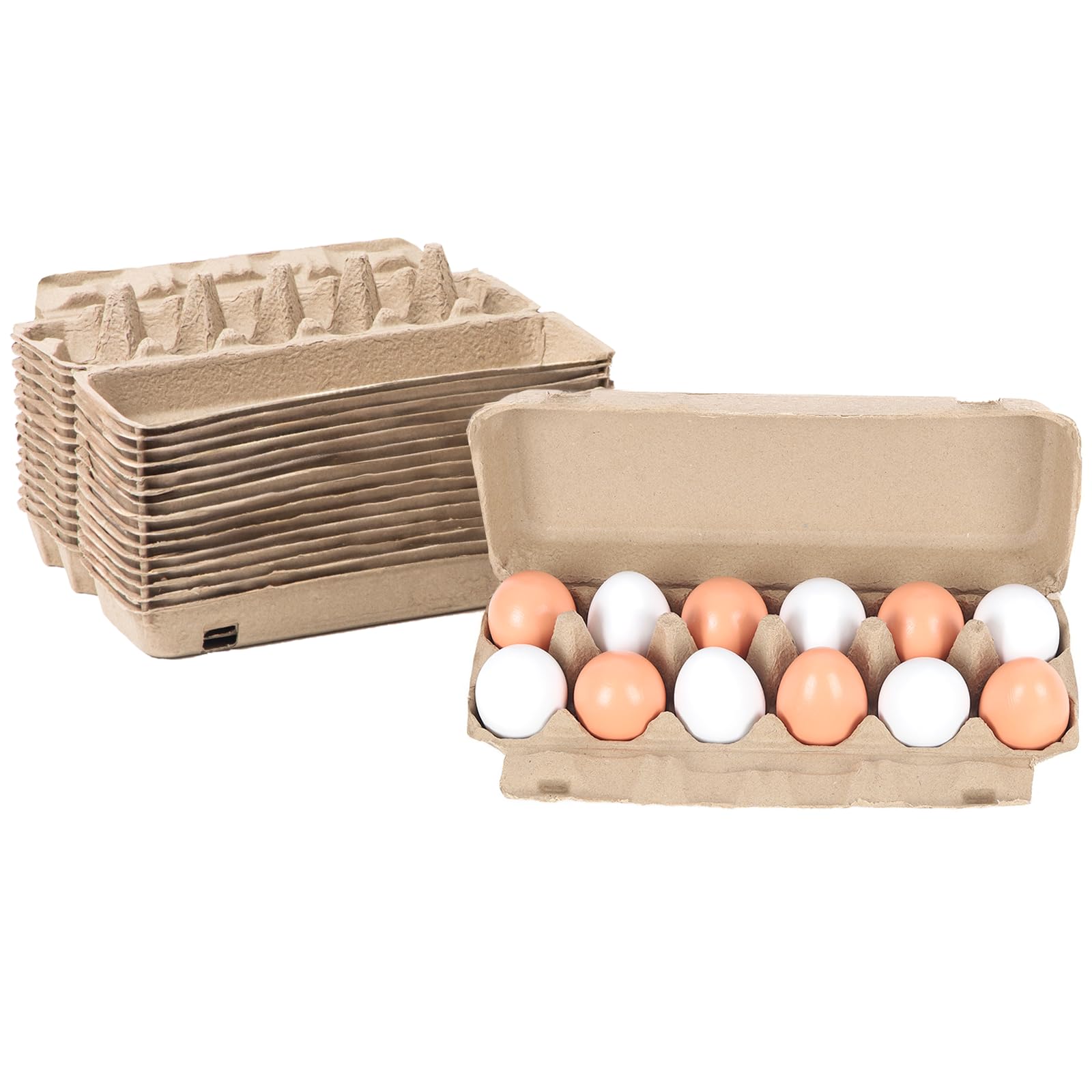 15 Pack Egg Cartons Bulk, 12 Count Reusable Empty Natural Paper Pulp Egg Cartons, Sturdy Design Egg Holder Containers for Fresh Chicken Eggs