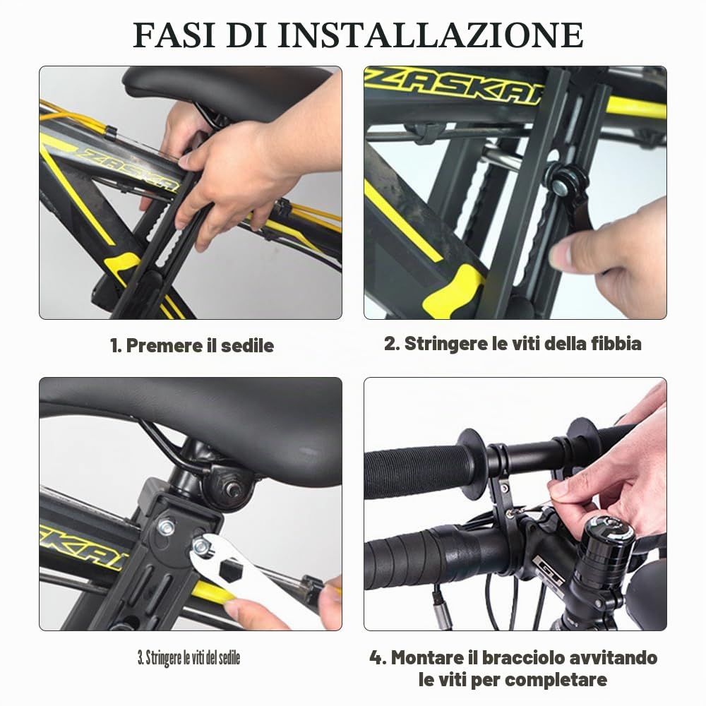 Mineup Seggiolino per Mountain Bike, Bike Seggiolini Anteriori per Bambini con Seggiolino Bici da Manubrio Facile da Smontare E Installare per 2-6 Anni Fino a 48 Libbre