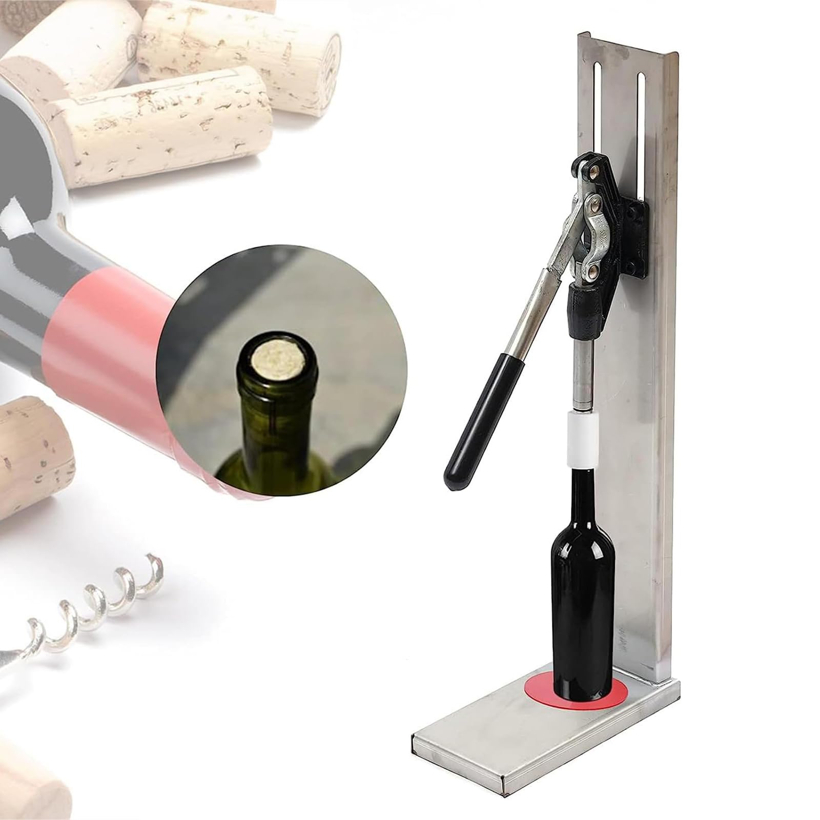 Corchadora manual de botellas de vino, máquina de taponado de acero inoxidable con 4 cabezales, para elaboración casera y vino