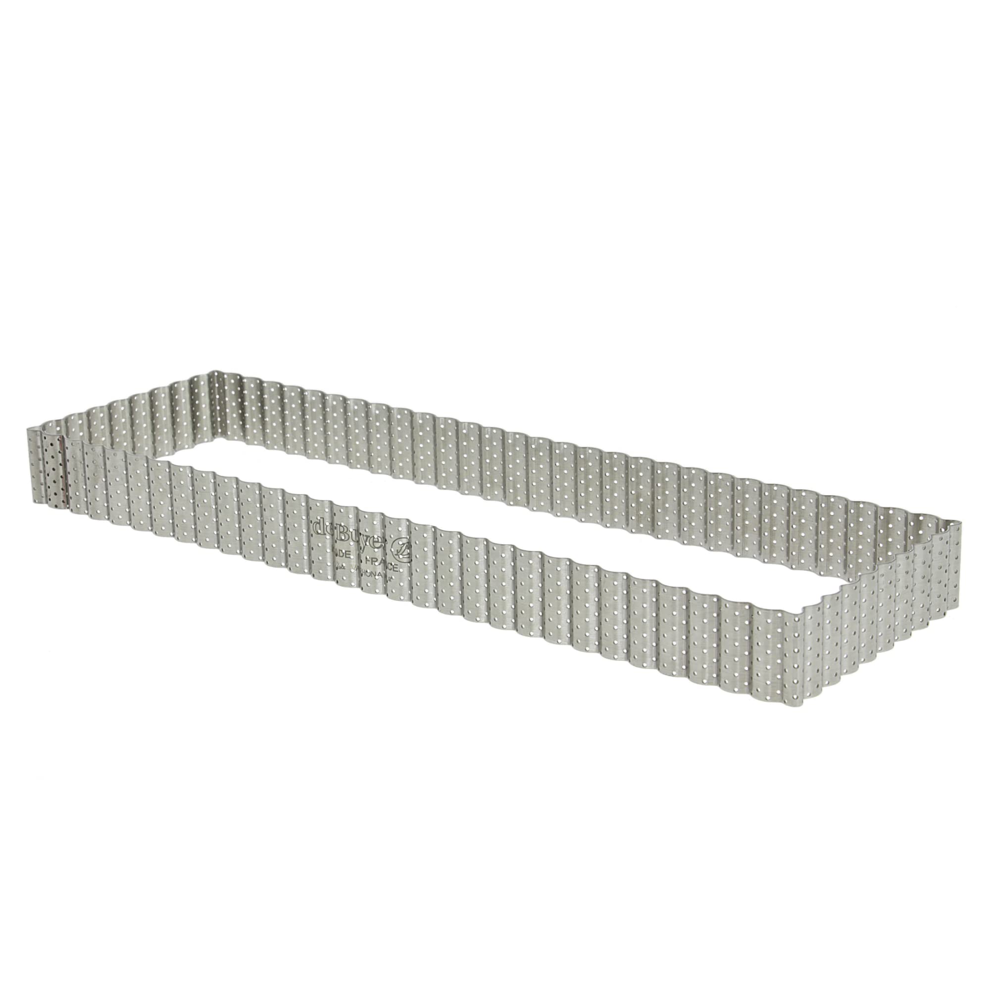 De Buyer Perforated Rectangle Fluted Tart Ring Stainless Steel