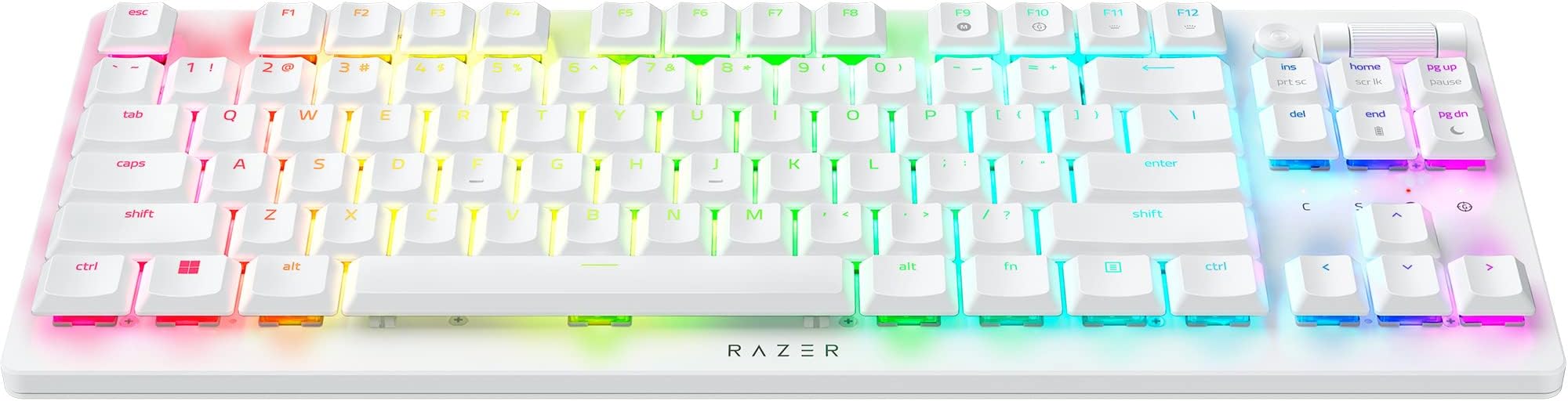 Razer DeathStalker V2 Pro TKL Wireless Gaming Keyboard: Low-Profile Optical Switches - Linear Red - HyperSpeed Wireless & Bluetooth 5.0-50 Hr Battery - Ultra-Durable Coated Keycaps - RGB - White