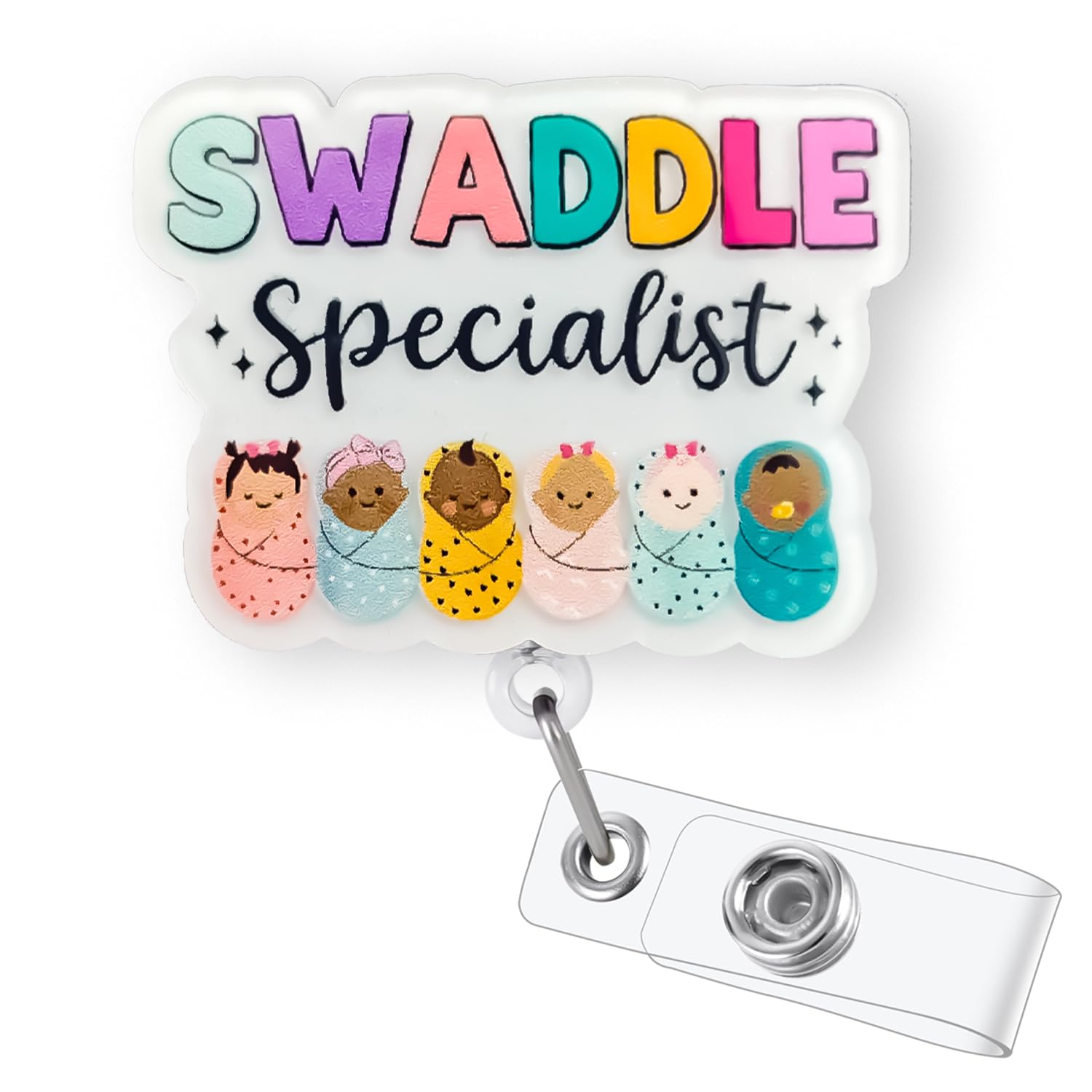 Funny Swaddle Specialist Badge Reel Retractable for Labor and Delivery Nurse NICU Badge Reel Maternity Ward Badge Clip