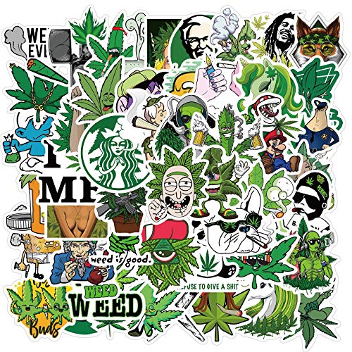 RUBANG Cool Weed Stickers for Adult|50 Pack|, Waterproof Vinyl Decal for Water Bottle, Laptop, Hydro Flask, Phone, Skateboard, Travel Case, Computer (Characters)