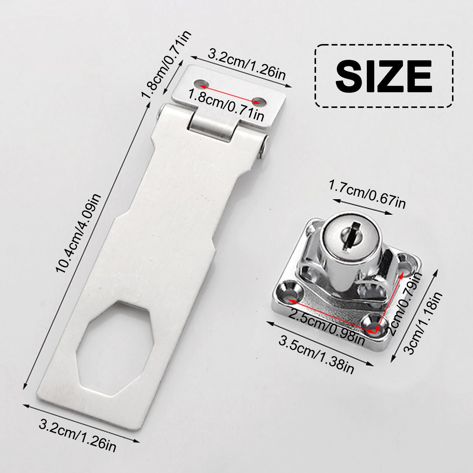 Carkio 5 Inch Keyed Hasp Latch Lock, Knob Locking Hasp, 2 Pack, Silver - Image 2