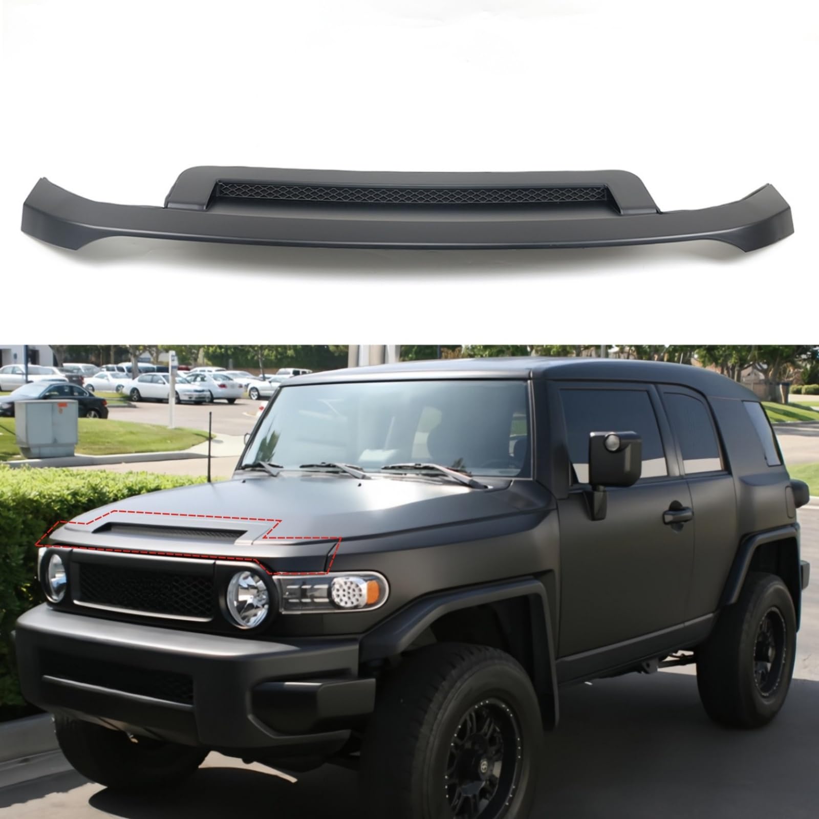 Hood Molding Trim for Toyota FJ Cruiser 2007-2014 Replace TO1235102 7618035031C0 7618035030C0 (Matte Black)