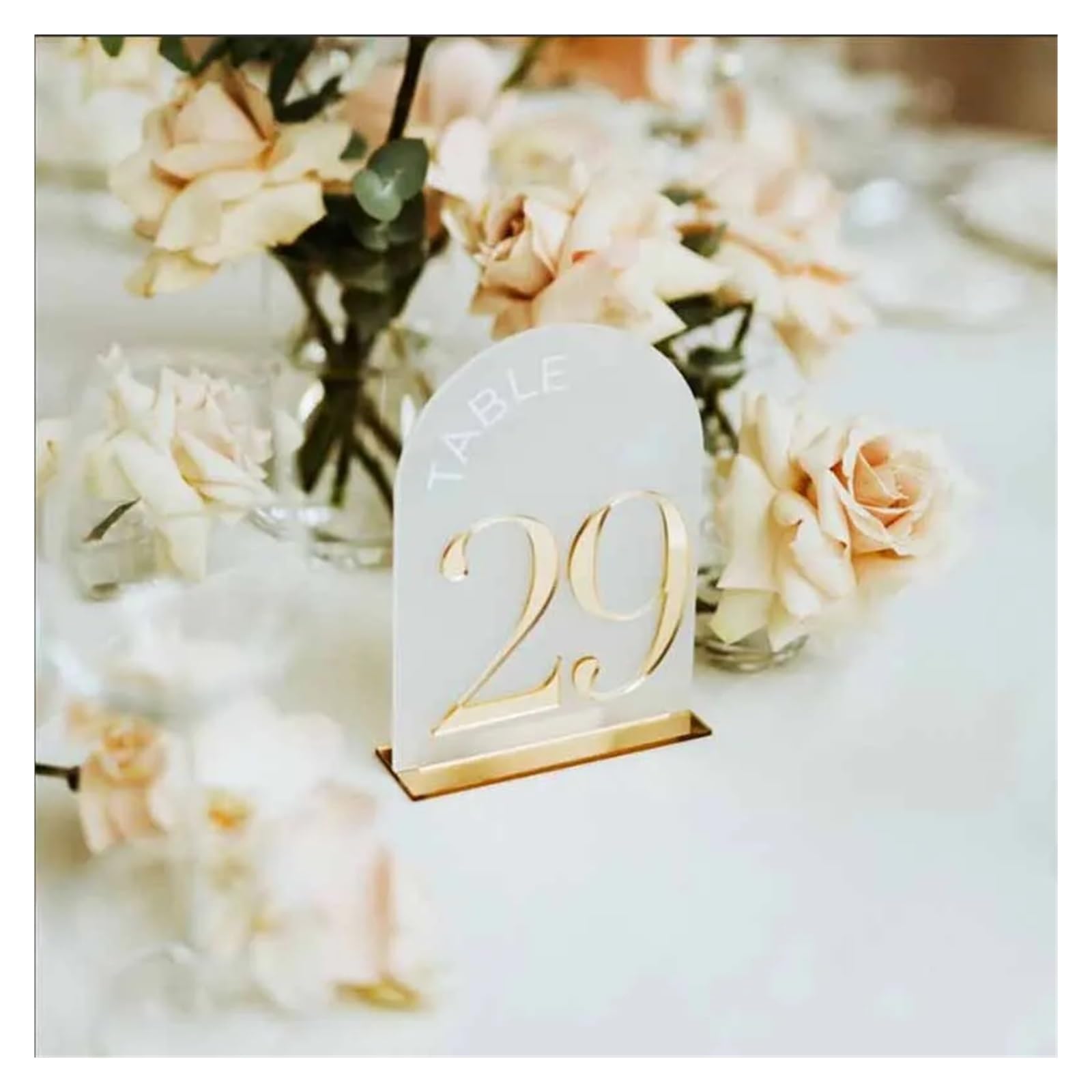 BMKGODN card stand， Arched Shape Table Numbers - Gold Wedding with Stands 3D Reception Decor(Table 1 25)
