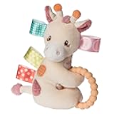 Mary Meyer Taggies Soft Baby Rattle with Teether Ring and Sensory Tags, 6-Inches, Tilly Giraffe