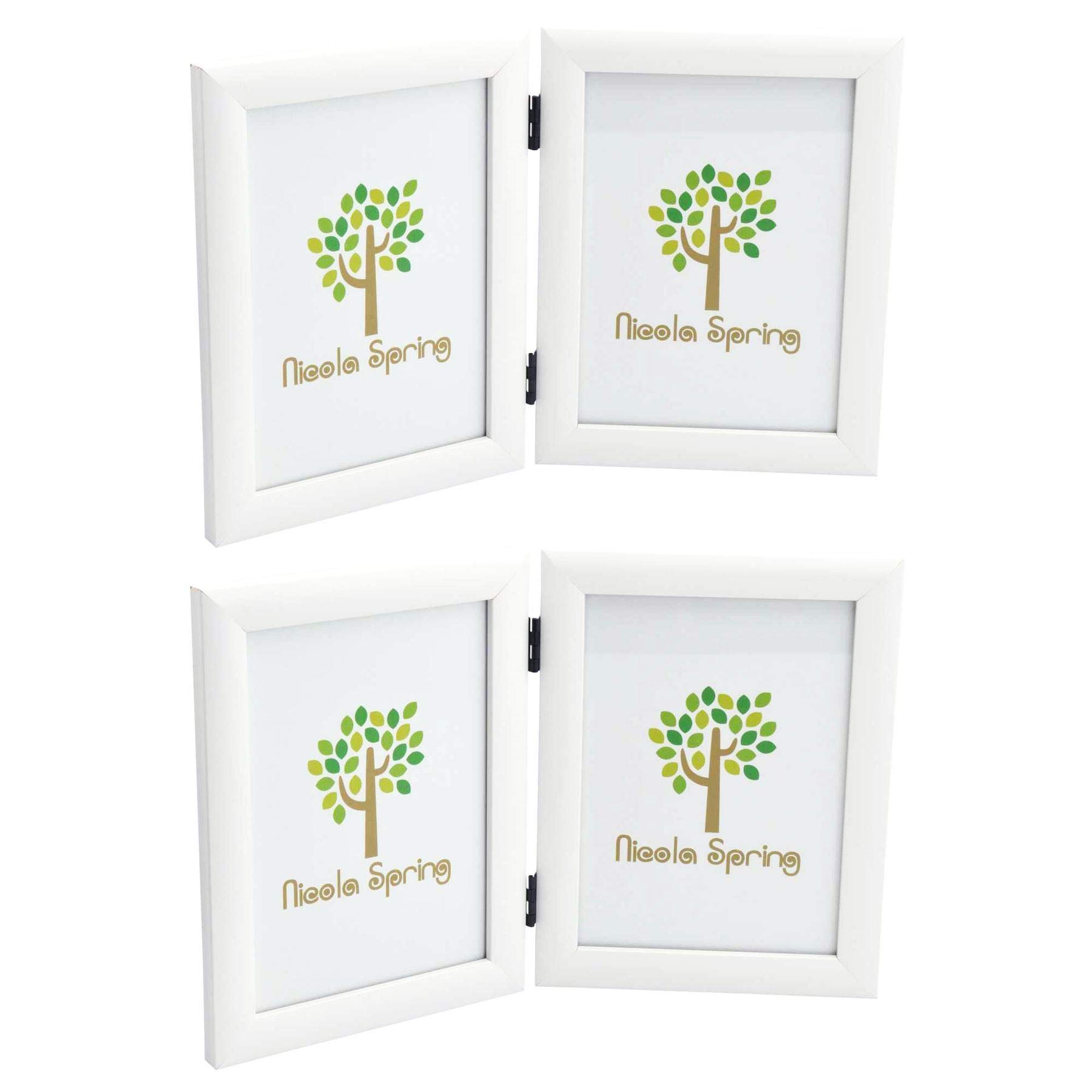 Nicola Spring White Folding 2-Photo Frames - Fits Photo Size 5 X 7 (12 X 17Cm) - Pack Of 2 - Picture Frame Small Portrait With Stand Freestanding Certificate Display Poster