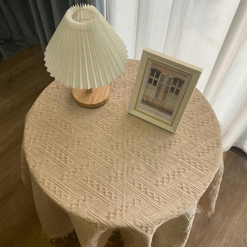 Grande nappe carrée kaki coton lin 90-34 cm pour table circulaire ou cuisine