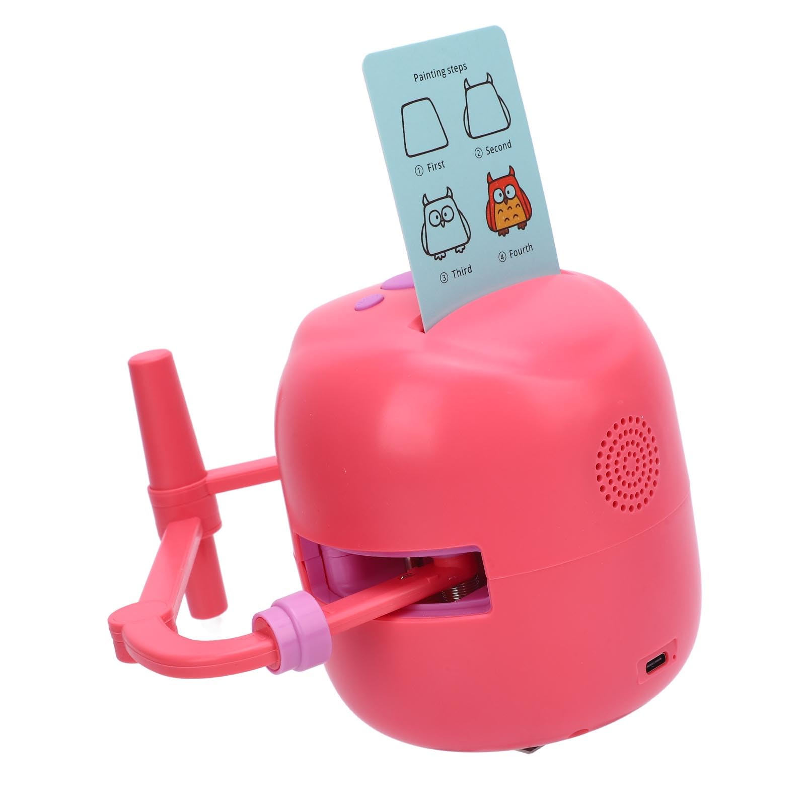 FILFEEL Robot de Dibujo para Niños – Máquina de Dibujo Educativa Interactiva con 100 Tarjetas y 14 Bolígrafos – No Requiere Aplicación, Construcción de ABS, Ideal para Iluminación Artística, (Pink)