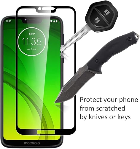 Miniatura 4 de Orzero Paquete de 2 protectores de pantalla de vidrio templado compatible con Motorola Moto G7 Power (adhesivo completo), bordes de arco 2.5D, 9