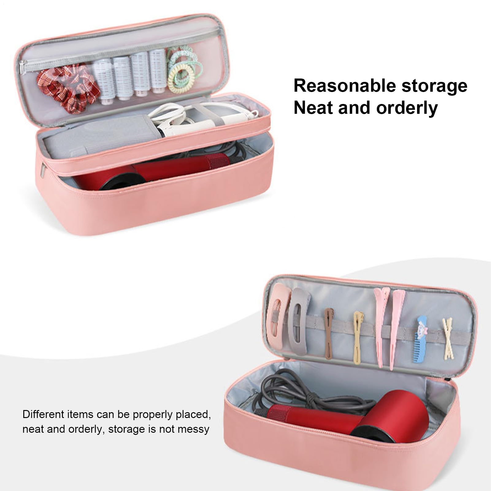 Borse per spazzole per capelli da viaggio – Materiale durevole a doppio strato | Custodia da viaggio per strumenti per capelli | Organizzatore portatile per pennelli per capelli con cuscinetto