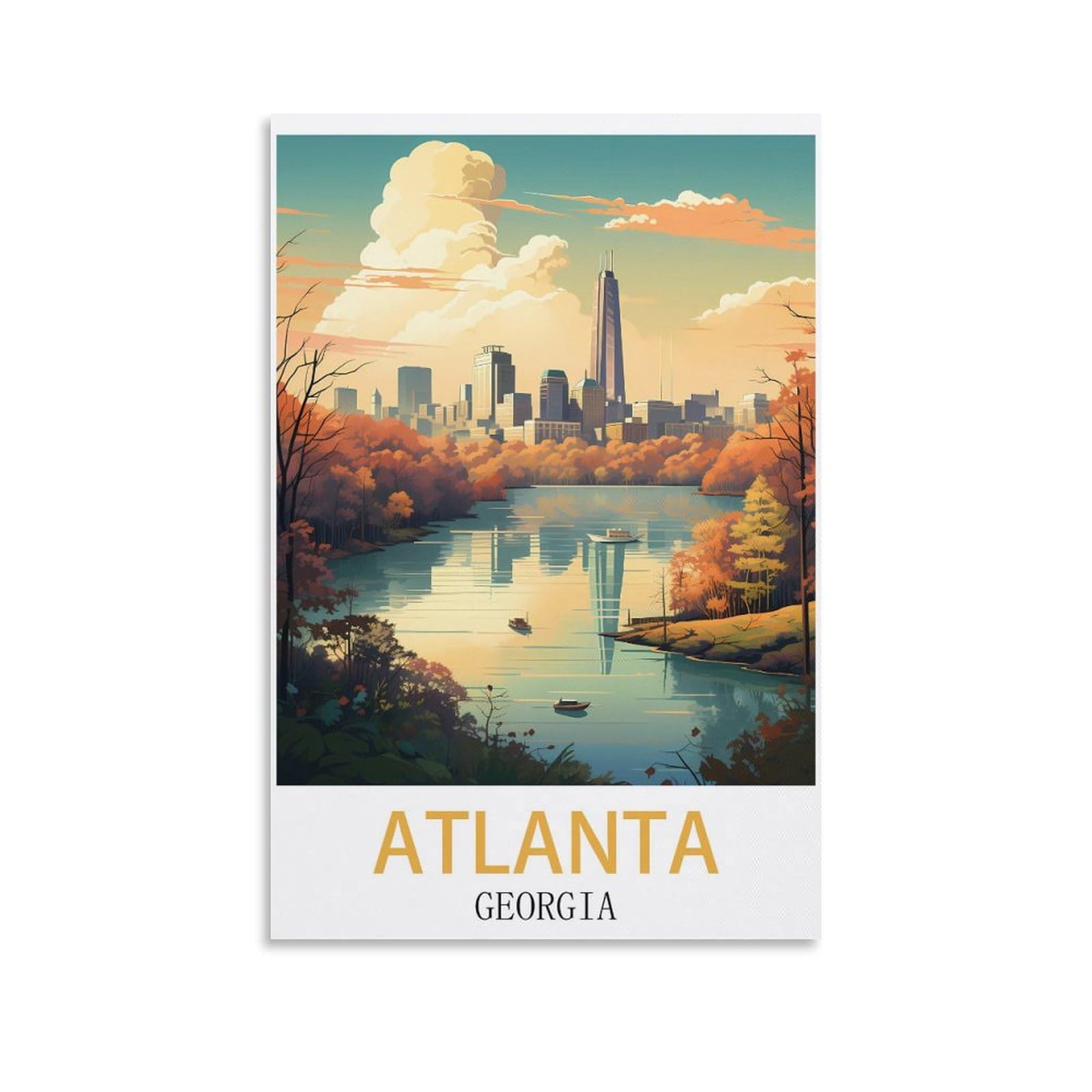 EZMLFA DIY Diamond Painting,Atlanta Georgia 5D Landscape Diamond Painting Kits for Adult, Gem Art Crystal Art Kits for Adults, for Home Wall 50x60cm