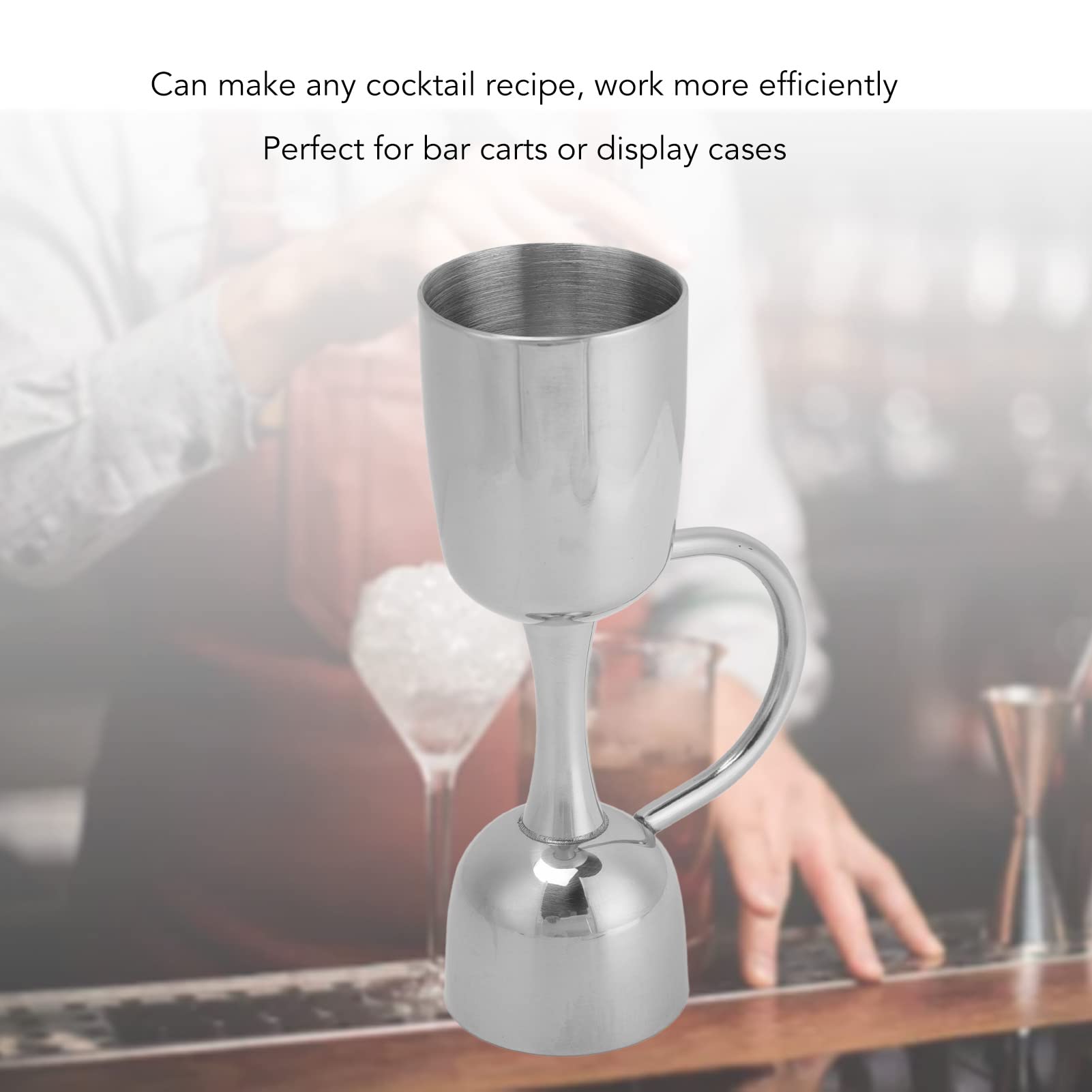 Cocktail Jigger dla Barmanów, Przyrząd do Pomiaru Prętów ze Stali Nierdzewnej Podwójny Shaker do Koktajli z Uchwytem, ​​styl Japoński Miarka do Napojów Bar Narzędzia do Pomiaru Alkoholu (srebrne)