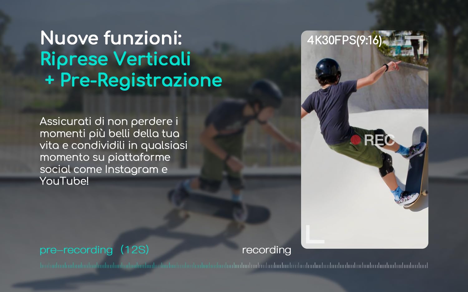 COOAU Action Cam HD 4K 64MP WiFi Con Microfono Esterno Fotocamera Sott'acqua 40M con Telecomando Videocamera Impermeabile 170° Grandangolare Time Lapse/2 Batterie 1200mAh/Accessori