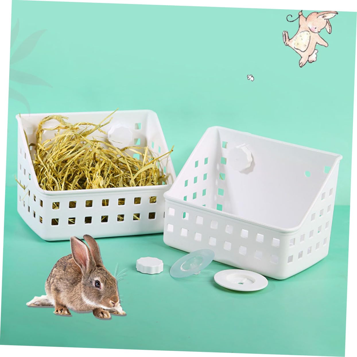 Mangeoire Suspendue pour Foin Lapin et Chinchilla 2 Pièces