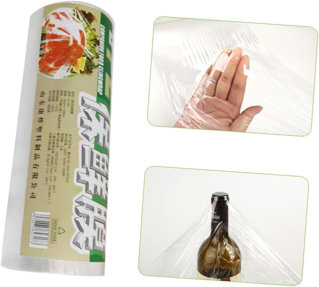 OUNONA Disposable Food Cling Film Wrap Roll 30cm X 3000ft, Food Grade Pe Plastic Wrap for Fresh Keeping, Household Fruit and Vegetable Storage Packaging Film for Kitchen Use