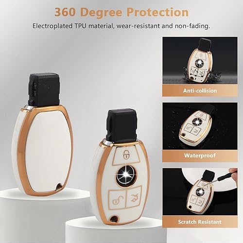Miniatura 4 de PIFOOG Funda para llavero para Mercedes Benz, accesorios para Mercedes Benz, TPU, femenino, 3 botones, funda protectora brillante para Mercedes AMG