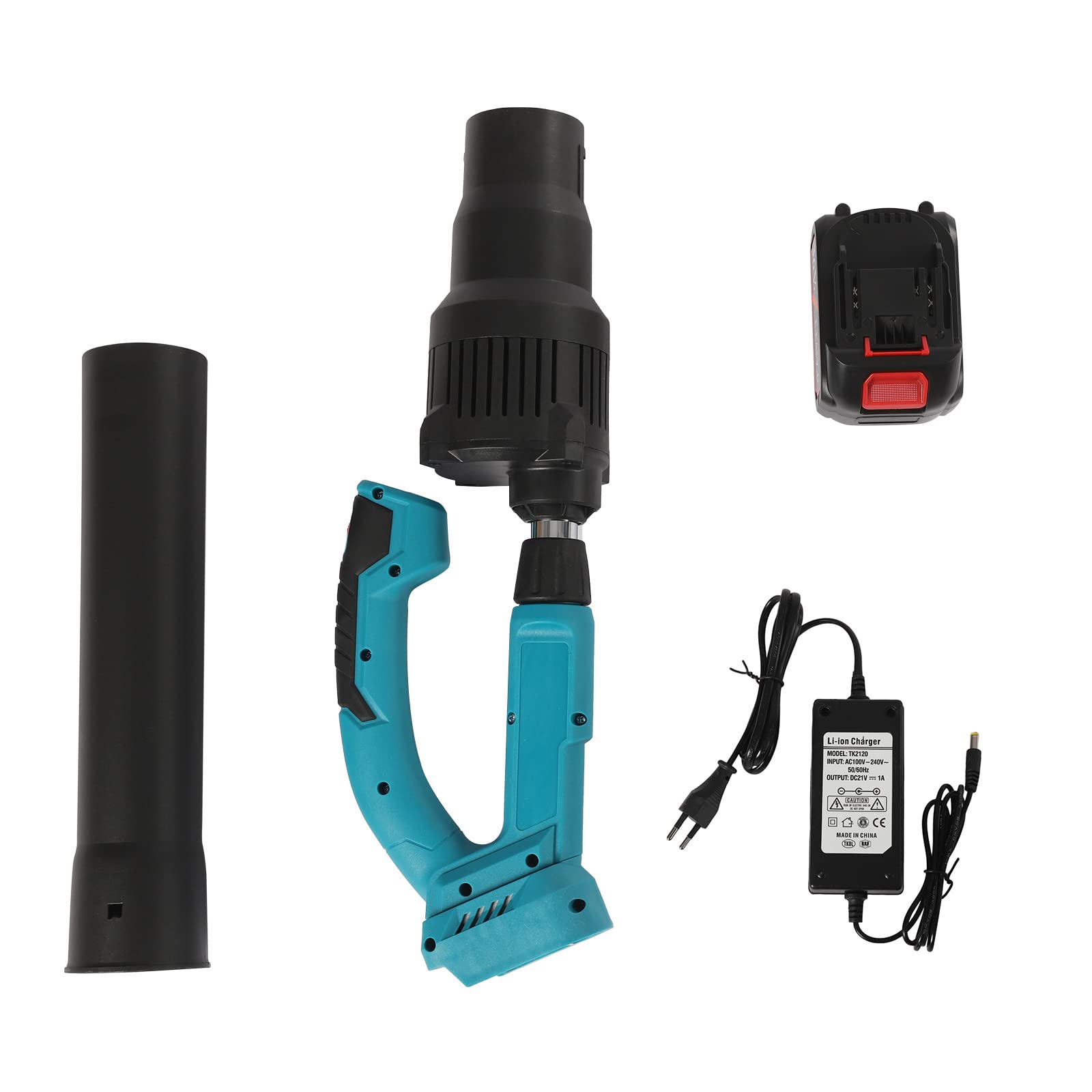 Soplador de hojas con batería de 21 V con barra telescópica de acero inoxidable, 5 marchas, batería ajustable con batería de litio de 15.000 mAh, soplador eléctrico de hojas con para cuidado del