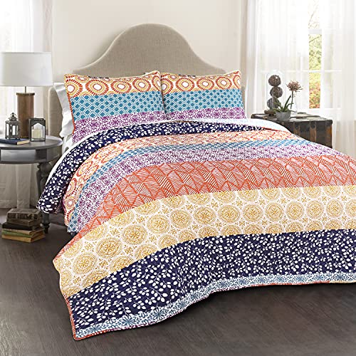 Colcha de algodón Lush Decor King, diseño textil bohemio premium 3