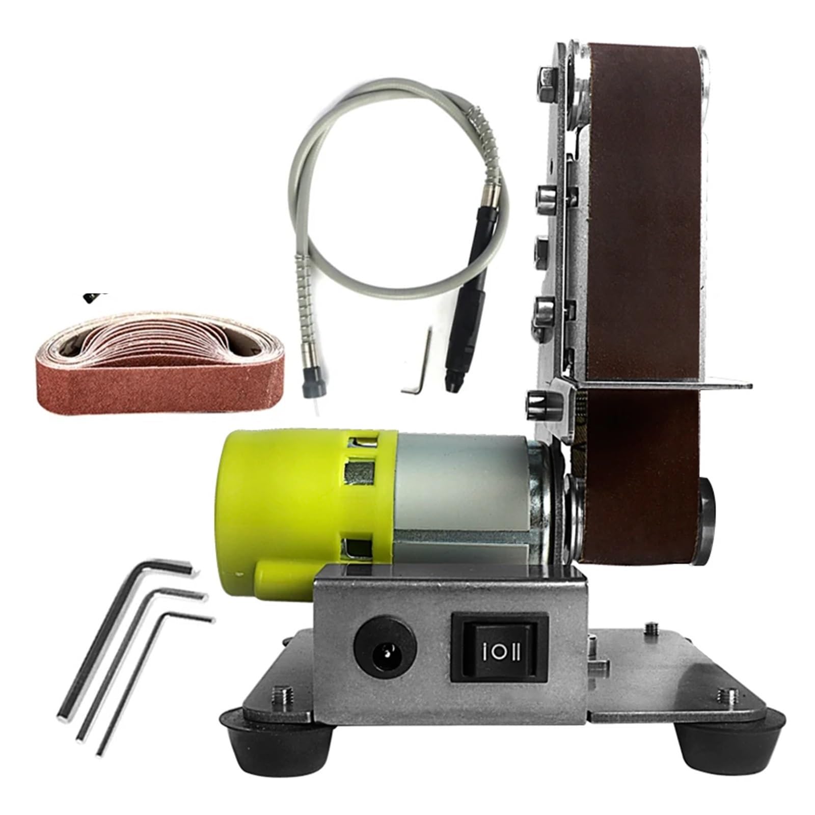 Mini lijadora de banda eléctrica escritorio, pulidora vertical, afiladora amoladora angular for bricolaje con 10 bandas sujeción Joyería DIY
