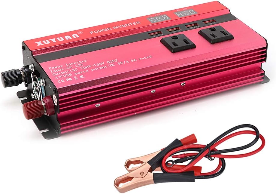 Autones 5000W Solar Power Inverter Sine Wave LED 4 USB DC12/24V to AC110V/220V Convert (12V, 110V)
