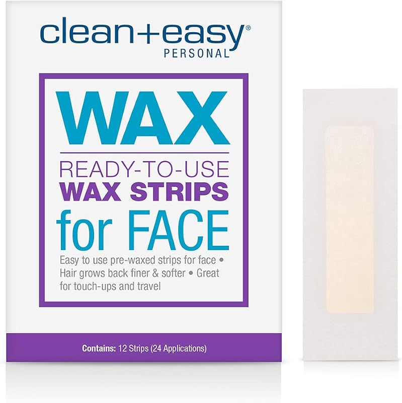 Clean + Easy Tiras de cera facial pré-depiladas, prontas para uso, 12 unidades