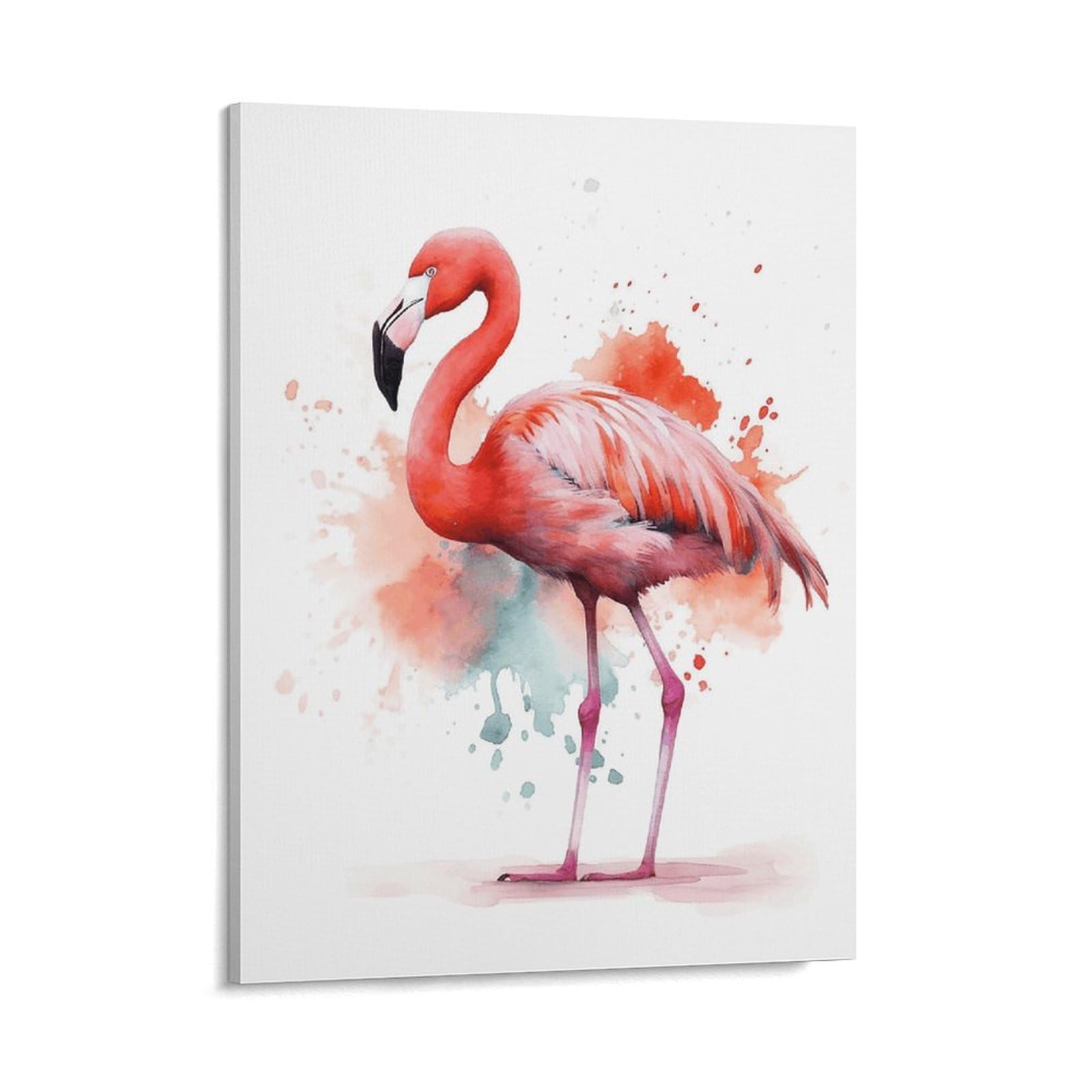 Watercolor Flamingo Wall Art for Home, Abstract Canvas Framed Painting for Living Room, Portable Poster Print for Wall Decor, Personalized Artwork Picture for Hallway, Bedroom 16x20inch(41x51cm)