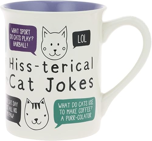 Enesco Our Name is Mud Pets Hiss-Terical Cat Jokes - Taza de café, 16 onzas, multicolor