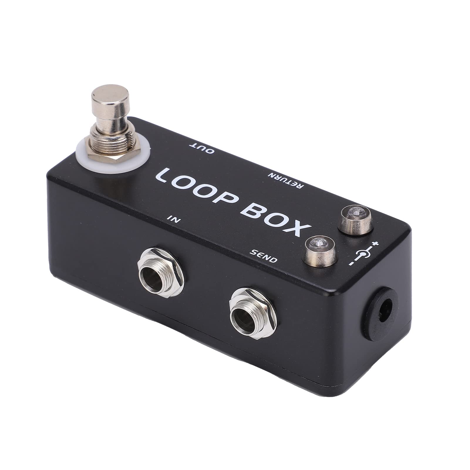 POENVFPO Mini Pedale Effetto Loop per Chitarra, Metallo Nero, Selezione Canale True Bypass con Indicatore LED per Basso Elettrico