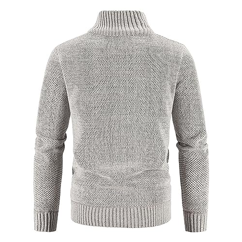 Mens Casual Wool Cardigan Slim Fit Plus Velvet Padded Sweaters Turtleneck Long Sleeve Zip up Fashion Warm Tops3