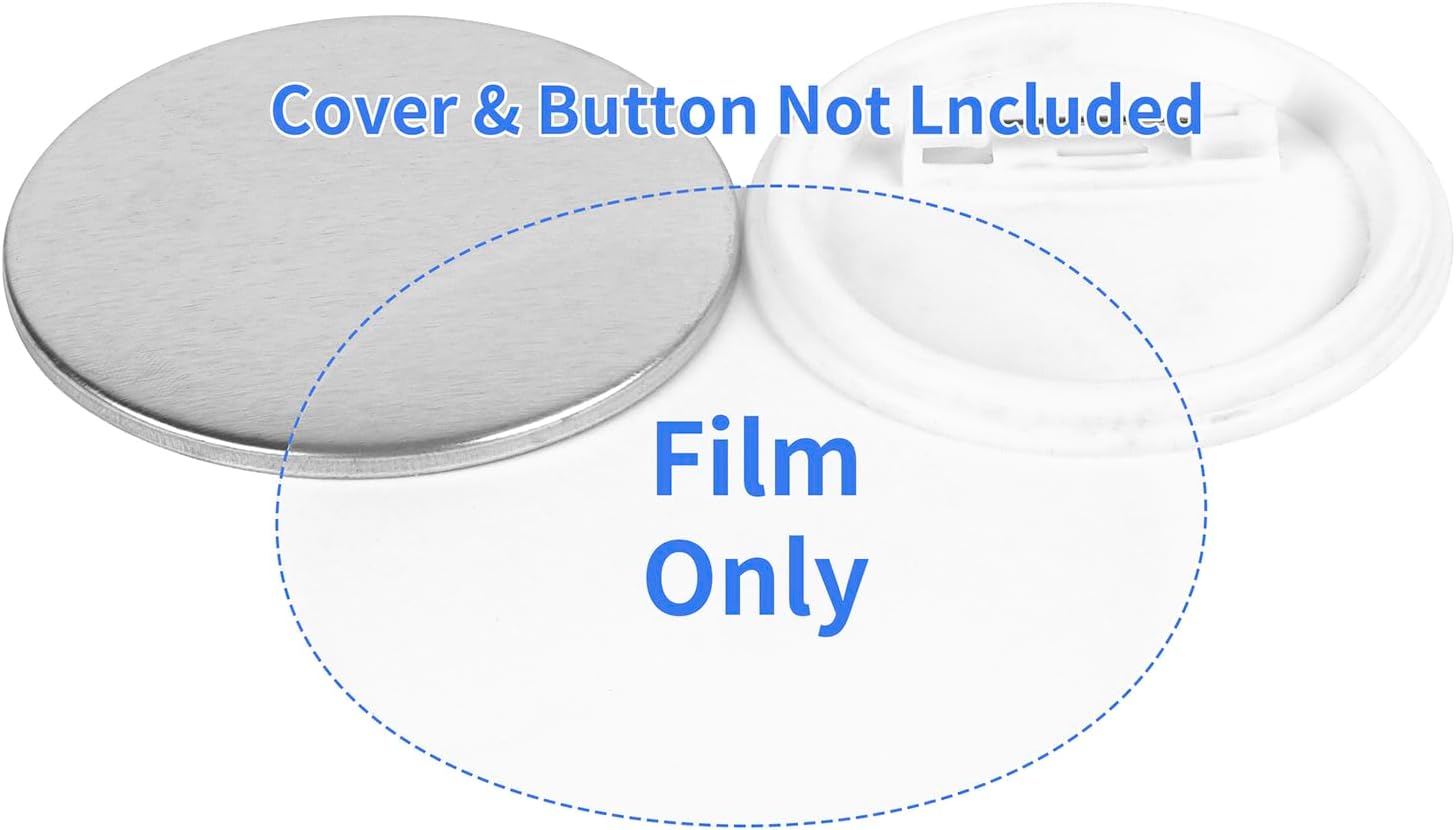 Happizza 200 Pcs Clear Badge Protective Film - 70mm (2.76in), Transparent for 2.25 Inch 58mm Button Maker Machine, DIY Round Badge Button Making Parts