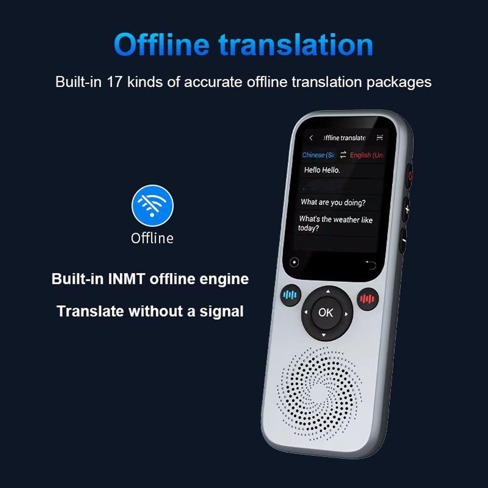Traduttore linguistico, 138 lingue supportate, traduzione offline e fotografico, traduttore vocale intelligente per il tempo reale e il tempo libero, portatile per lo studio delle attività di viaggio