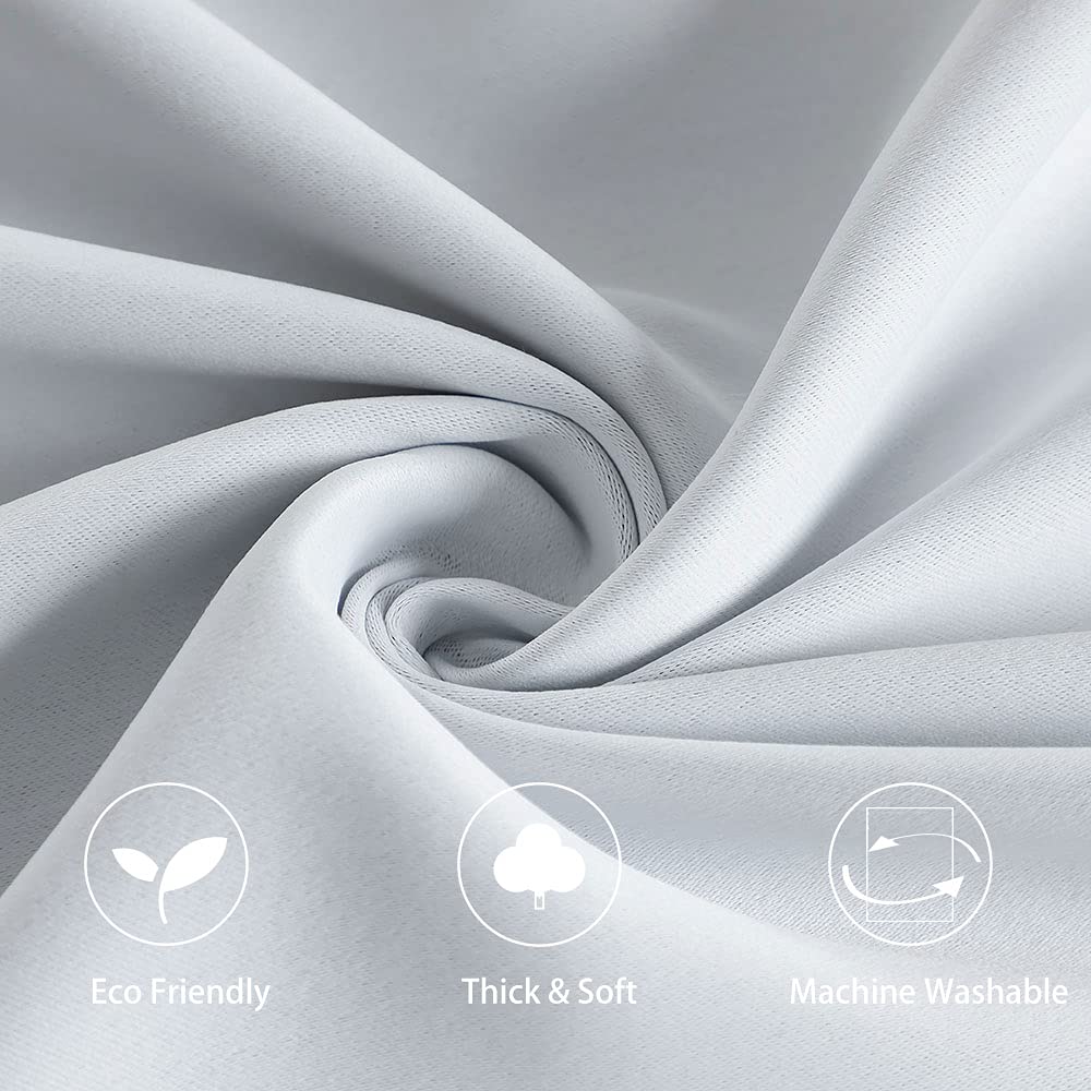 PANOVOUS French Door Curtain, Small Window Rod Pocket Blackout Curtain, 25x40, Single Panel, Greyish White - Image 3