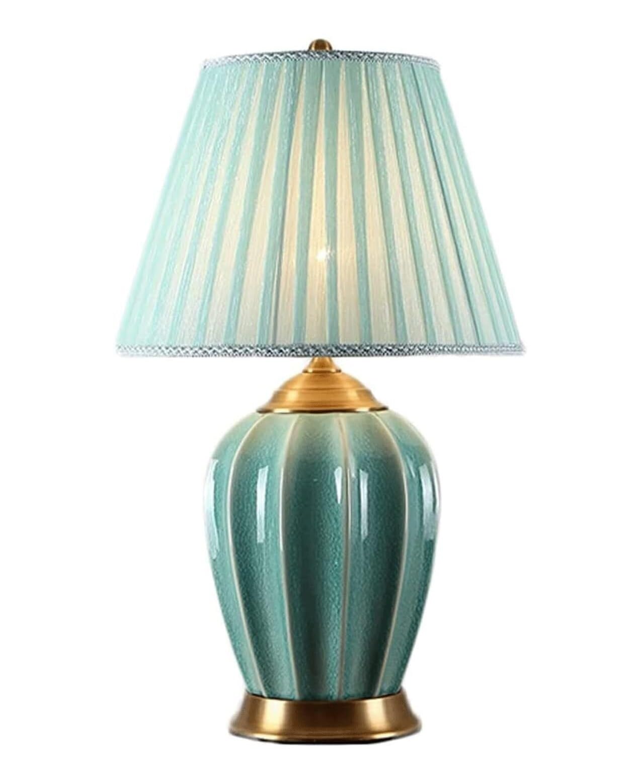 Lampada da Tavolo Lampade Luce Comodino Ceramica Lussuoso Paralume in Tessuto Comodino per Soggiorno Camera da Letto Scrivania (Colore : A