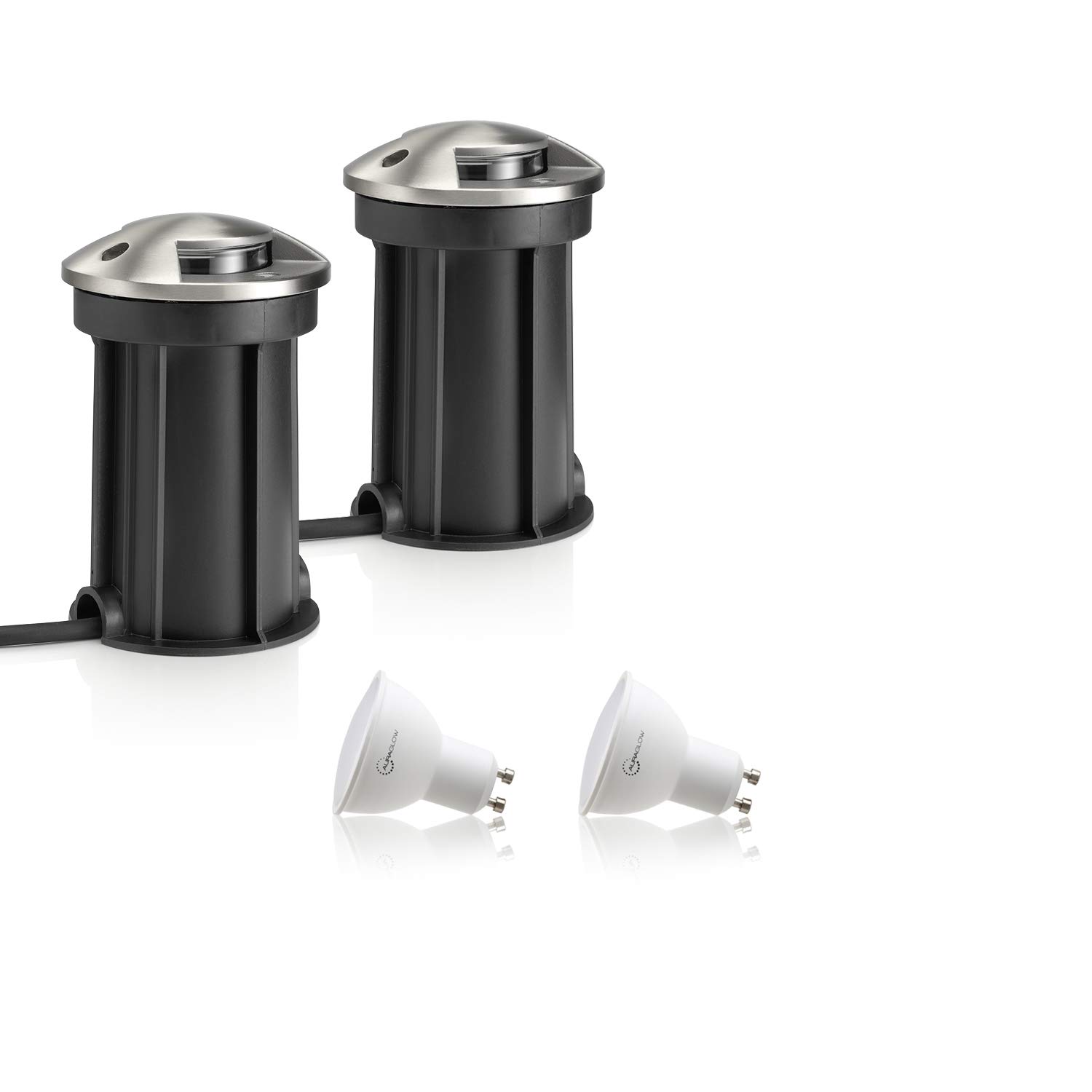 Auraglow IP67 Anti-Dazzle Stainless Steel GU10 Deck Light - Cool White - 2 Pack