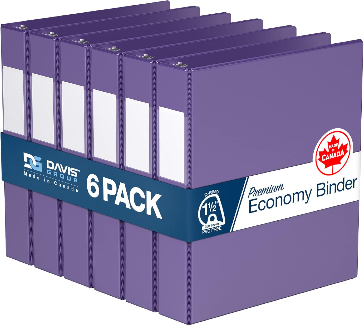 Premium Economy 6-Pack 3-Ring Binders for School or Office, D-Ring Binders, 1.5 Inch, Purple