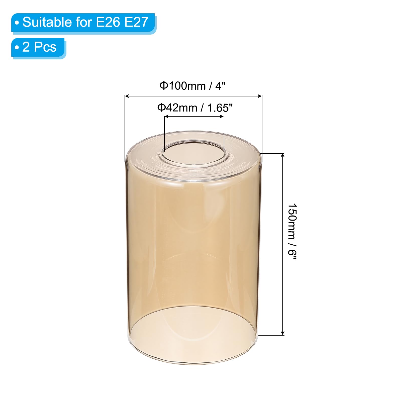 PATIKIL 6 x 4 Inch Clear Amber Glass Shades Replacement - Image 2