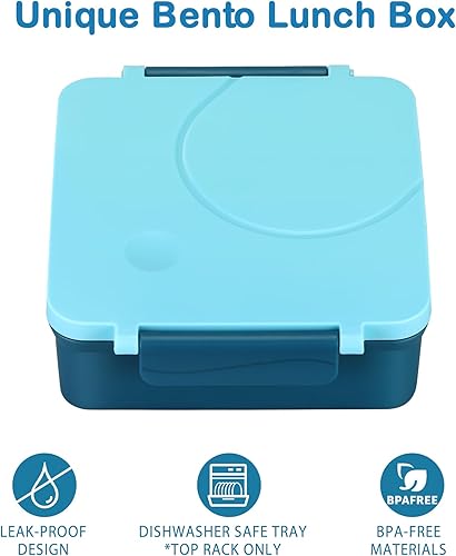 Miniatura 2 de Lonchera Bento para niños con termo de sopa de 8 onzas, recipientes de almuerzo a prueba de fugas con 4 compartimentos, tarro térmico para alimentos