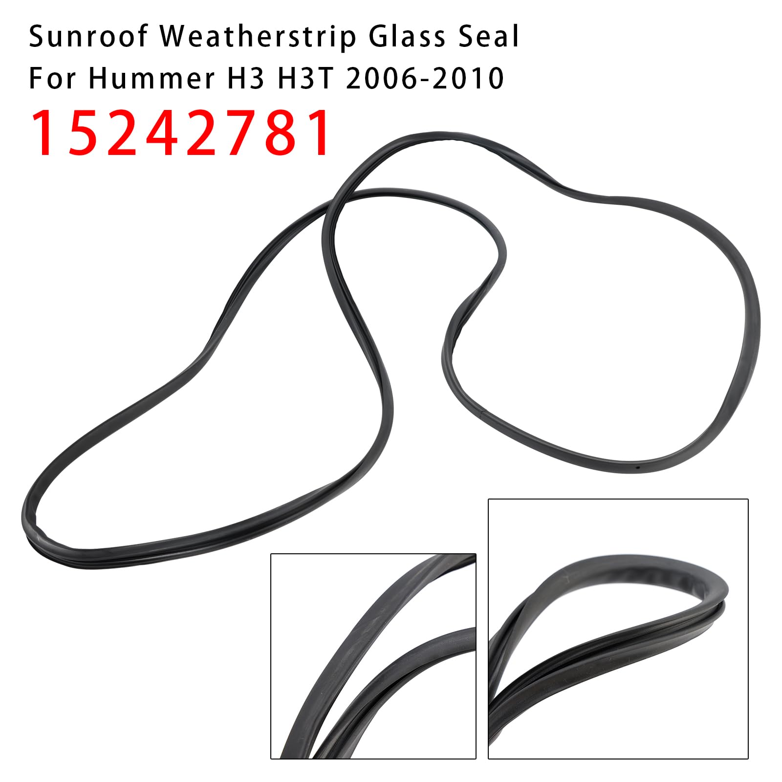 Sonnendach-Wetterstreifen Glasdichtung 15242781 1524-2781 für Hummer H3 H3T 2006-2010 Kautschuk Oben Sonnendach Dichtung Ersatzteil