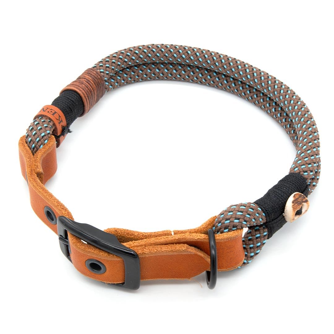 Hundehalsband aus Tau & edlem Leder | Soulful Noir | verstellbar & robust | Elegantes, handgefertigtes Design | Halsband Hund für mittelgroße & große Hunde mit Schnalle – schwarz